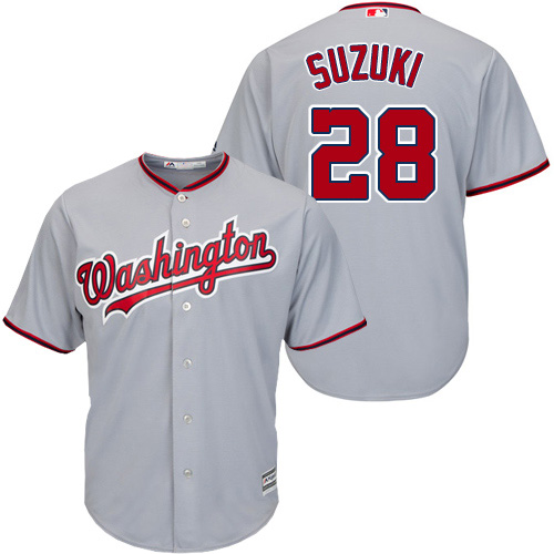 Nationals #28 Kurt Suzuki Grey New Cool Base Stitched MLB Jersey