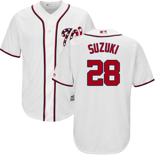 Nationals #28 Kurt Suzuki White New Cool Base Stitched MLB Jersey