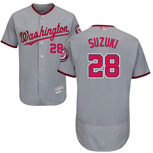 Nationals #28 Kurt Suzuki Grey Flexbase Authentic Collection Stitched MLB Jersey
