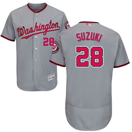 Nationals #28 Kurt Suzuki Grey Flexbase Authentic Collection Stitched MLB Jersey Nationals #28 Kurt Suzuki Grey Flexbase Authentic Collection Stitched MLB Jersey