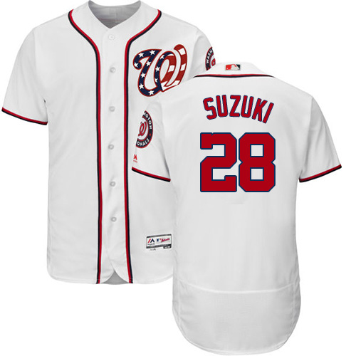 Nationals #28 Kurt Suzuki White Flexbase Authentic Collection Stitched MLB Jersey