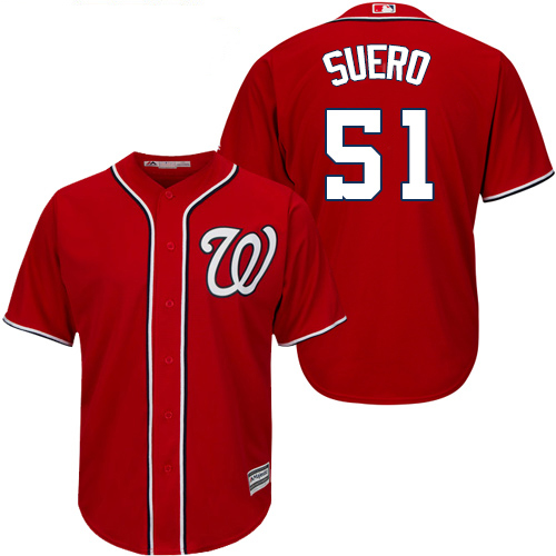 Nationals #51 Wander Suero Red New Cool Base Stitched MLB Jersey