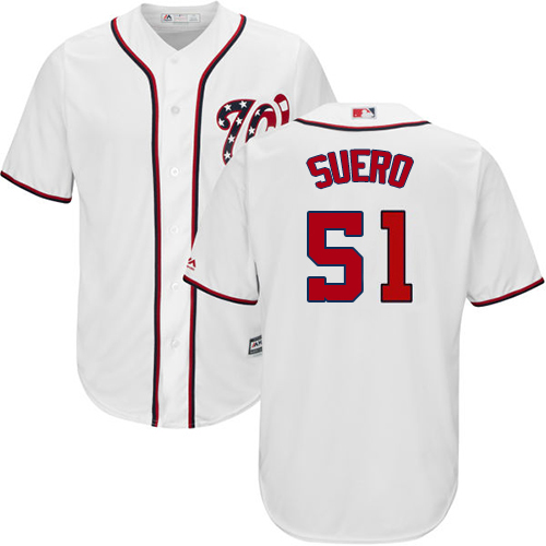 Nationals #51 Wander Suero White New Cool Base Stitched MLB Jersey