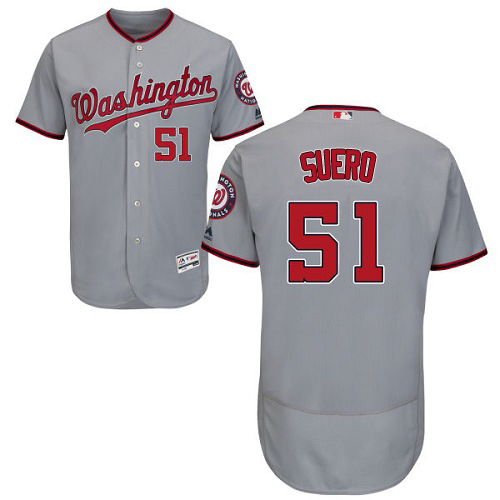 Nationals #51 Wander Suero Grey Flexbase Authentic Collection Stitched MLB Jersey