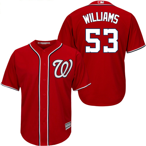 Nationals #53 Austen Williams Red New Cool Base Stitched MLB Jersey