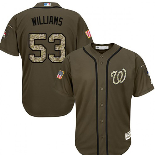 Nationals #53 Austen Williams Green Salute to Service Stitched MLB Jersey