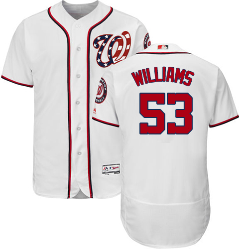 Nationals #53 Austen Williams White Flexbase Authentic Collection Stitched MLB Jersey