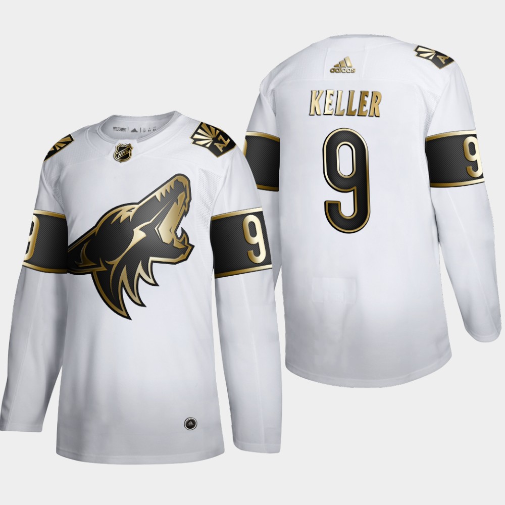 Arizona Coyotes #9 Clayton Keller Men's Adidas White Golden Edition Limited Stitched NHL Jersey