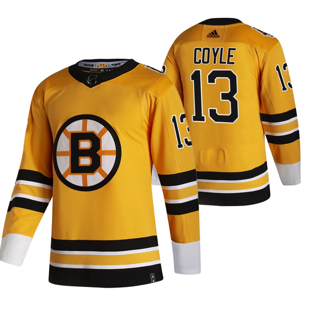 Boston Bruins #13 Charlie Coyle Yellow Men's Adidas 2020-21 Alternate Authentic Player NHL Jersey