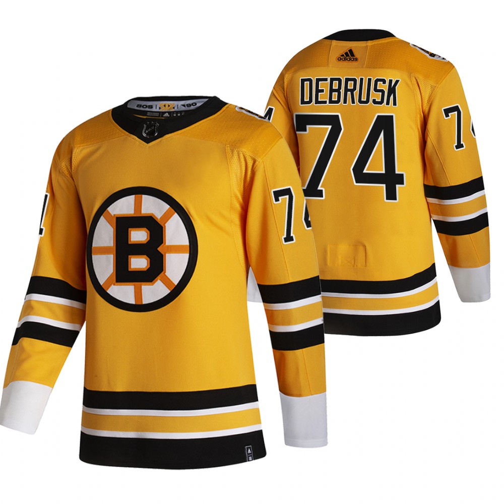 Boston Bruins #74 Jake DeBrusk Yellow Men's Adidas 2020-21 Alternate Authentic Player NHL Jersey