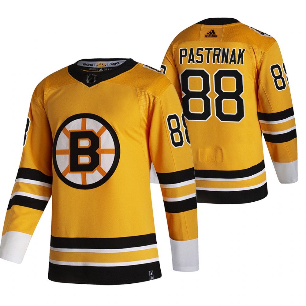Boston Bruins #88 David Pastrnak Yellow Men's Adidas 2020-21 Alternate Authentic Player NHL Jersey