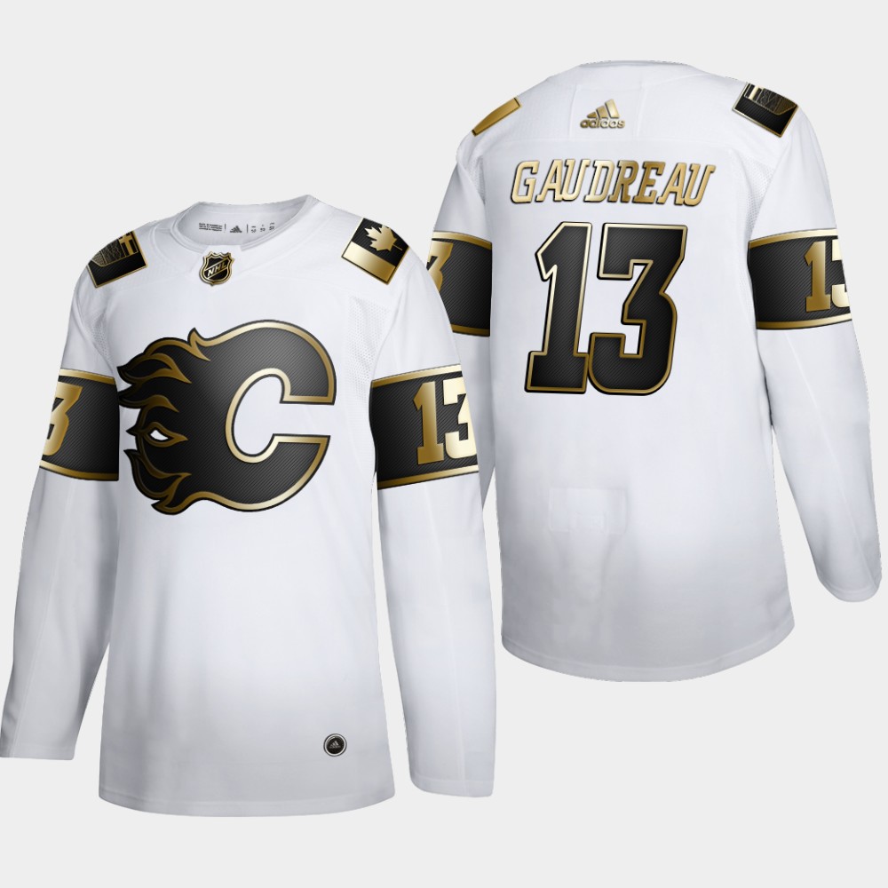 Calgary Flames #13 Johnny Gaudreau Men's Adidas White Golden Edition Limited Stitched NHL Jersey