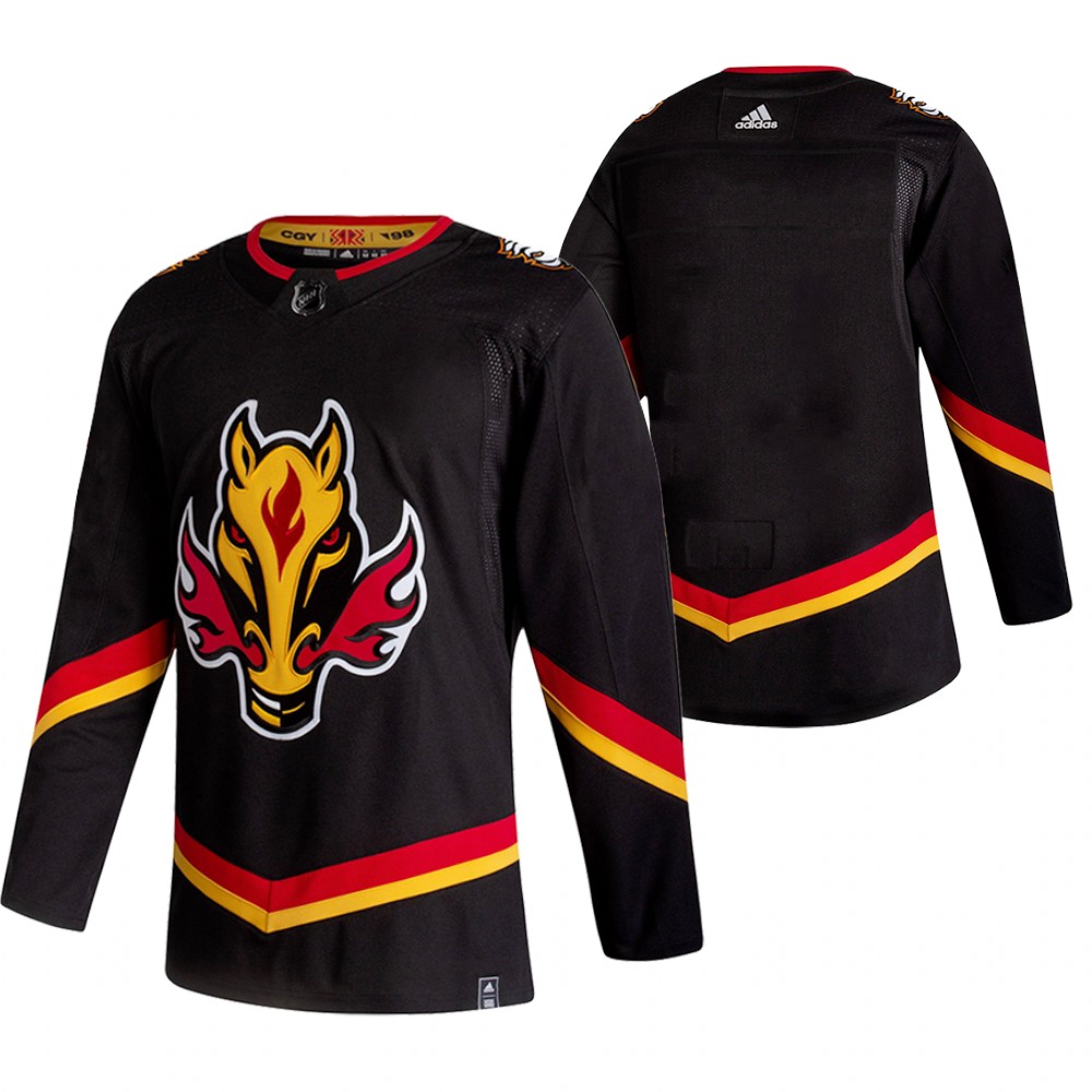 Calgary Flames Blank Black Men's Adidas 2020-21 Reverse Retro Alternate NHL Jersey