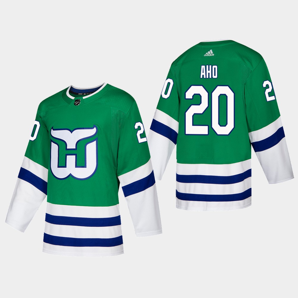 Hartford Whalers #20 Sebastian Aho Adidas 2019-20 Heritage Authentic Player NHL Jersey Green