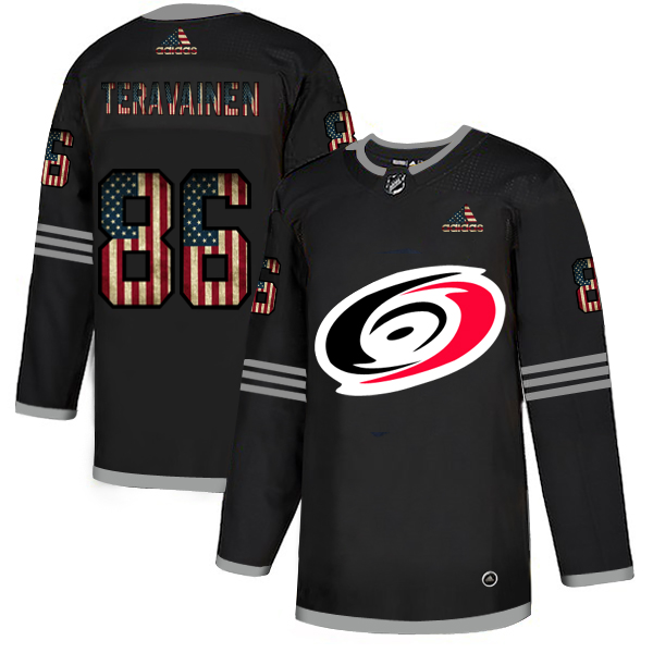 Carolina Hurricanes #86 Teuvo Teravainen Adidas Men's Black USA Flag Limited NHL Jersey