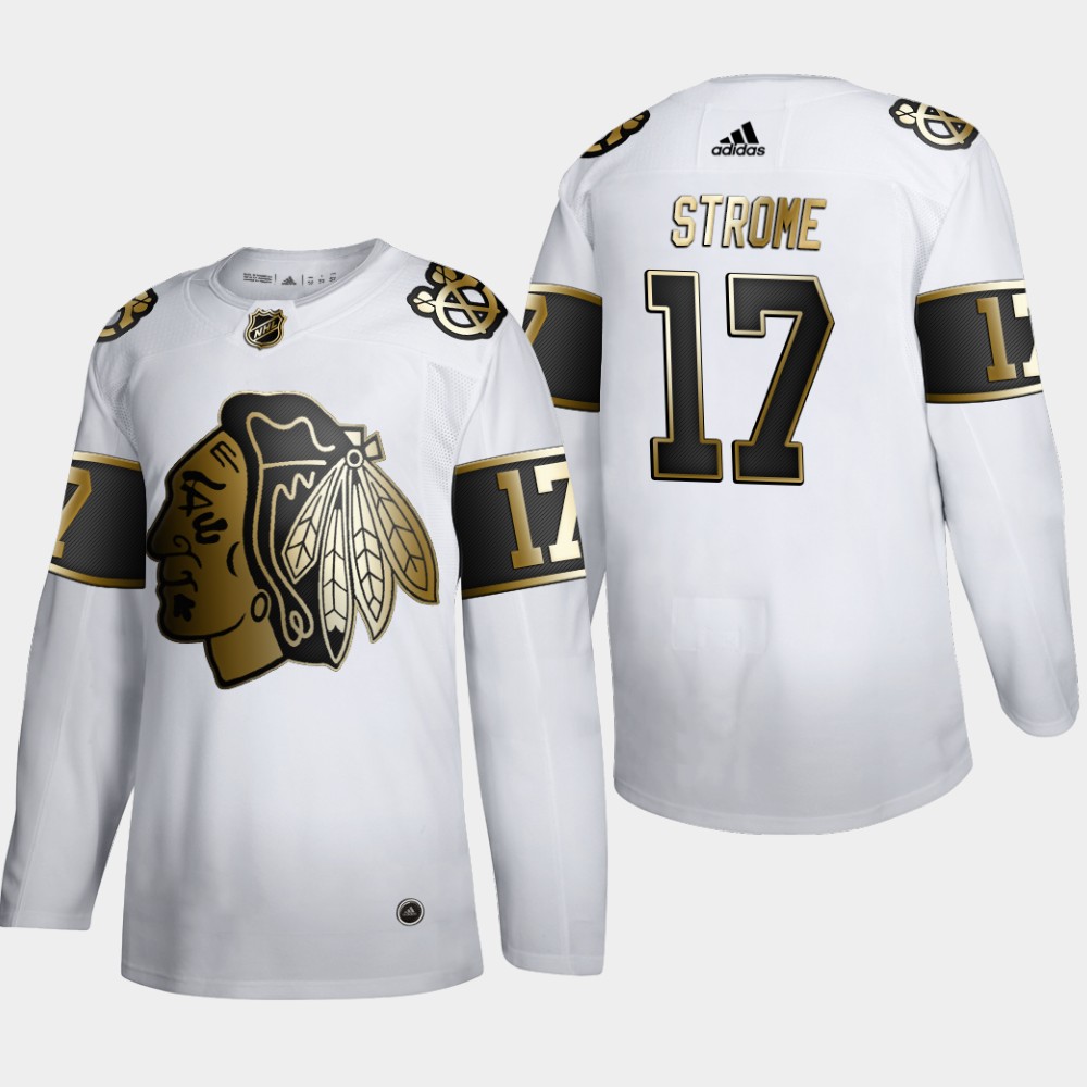 Chicago Blackhawks #17 Dylan Strome Men's Adidas White Golden Edition Limited Stitched NHL Jersey