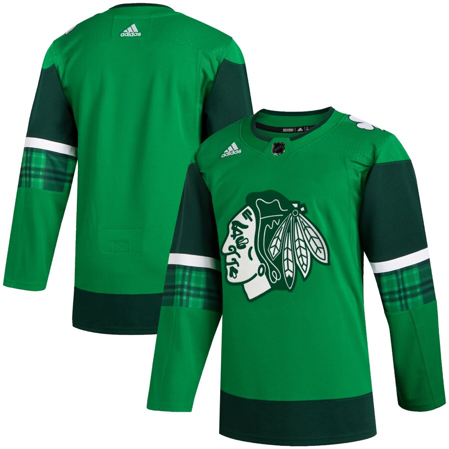 Chicago Blackhawks Blank Men's Adidas 2020 St. Patrick's Day Stitched NHL Jersey Green