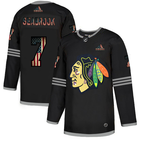 Chicago Blackhawks #7 Brent Seabrook Adidas Men's Black USA Flag Limited NHL Jersey