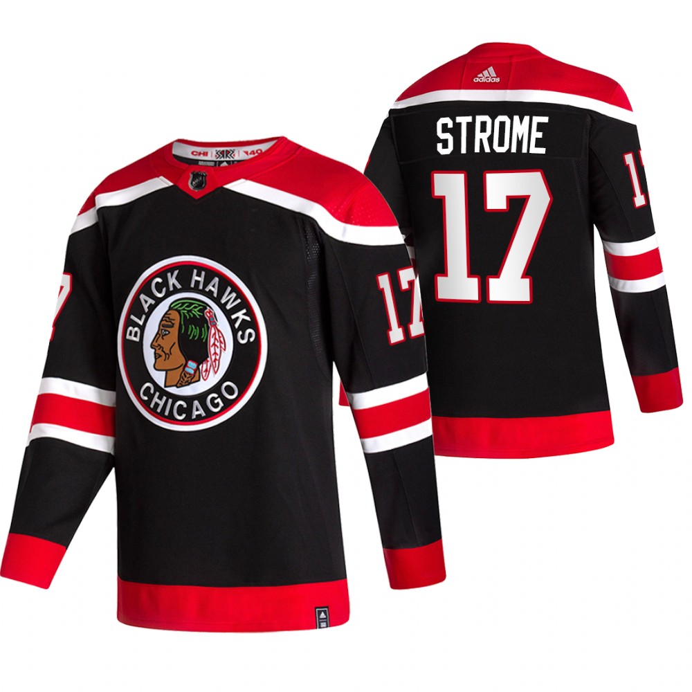 Chicago Blackhawks #17 Dylan Strome Black Men's Adidas 2020-21 Reverse Retro Alternate NHL Jersey