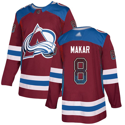 Adidas Avalanche #8 Cale Makar Burgundy Home Authentic Drift Fashion Stitched NHL Jersey