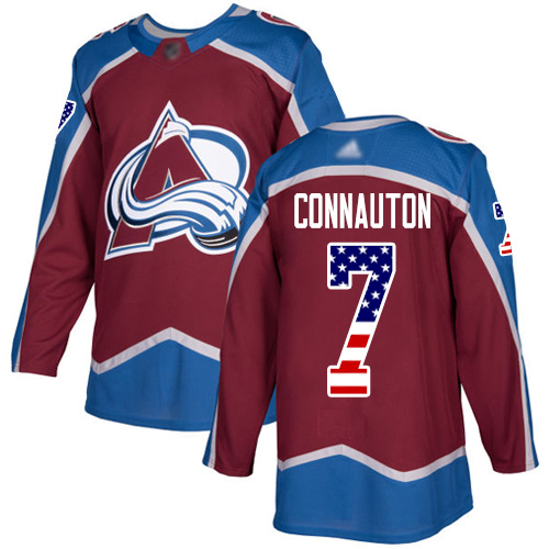 Adidas Avalanche #7 Kevin Connauton Burgundy Home Authentic USA Flag Stitched NHL Jersey