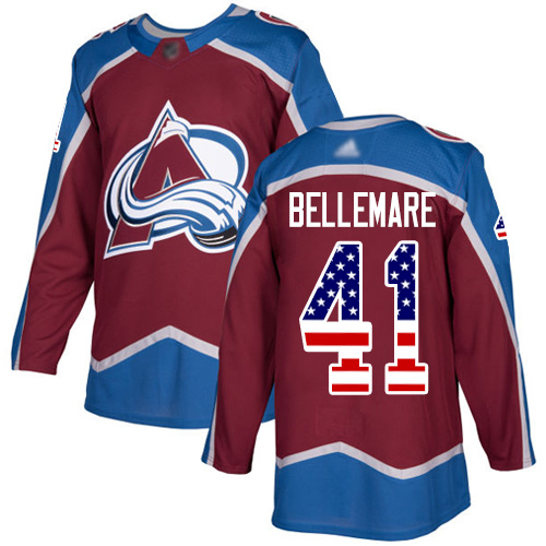 Adidas Avalanche #41 Pierre-Edouard Bellemare Burgundy Home Authentic USA Flag Stitched NHL Jersey