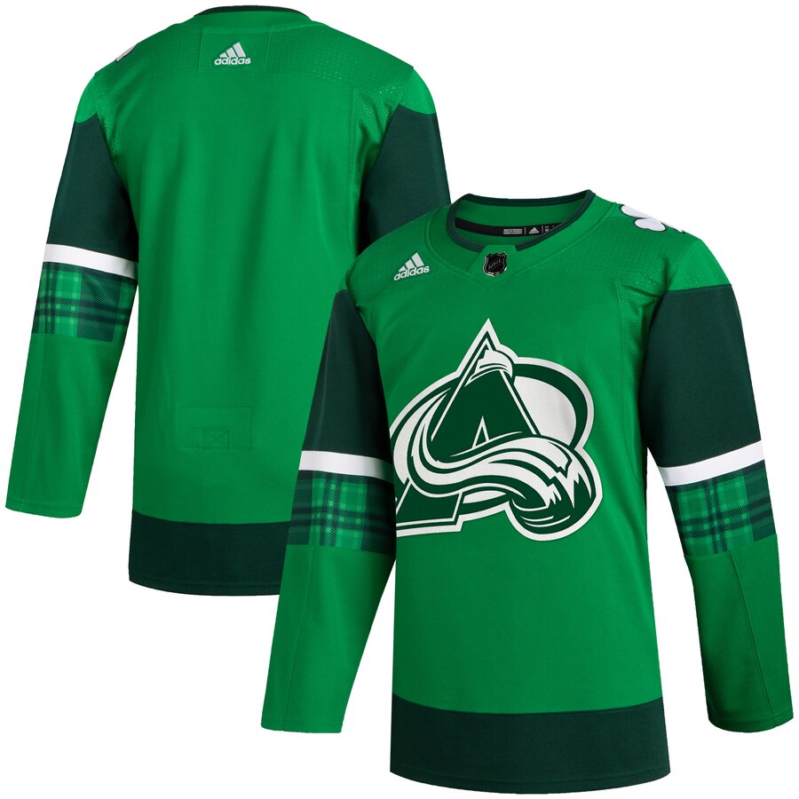 Colorado Avalanche Blank Men's Adidas 2020 St. Patrick's Day Stitched NHL Jersey Green