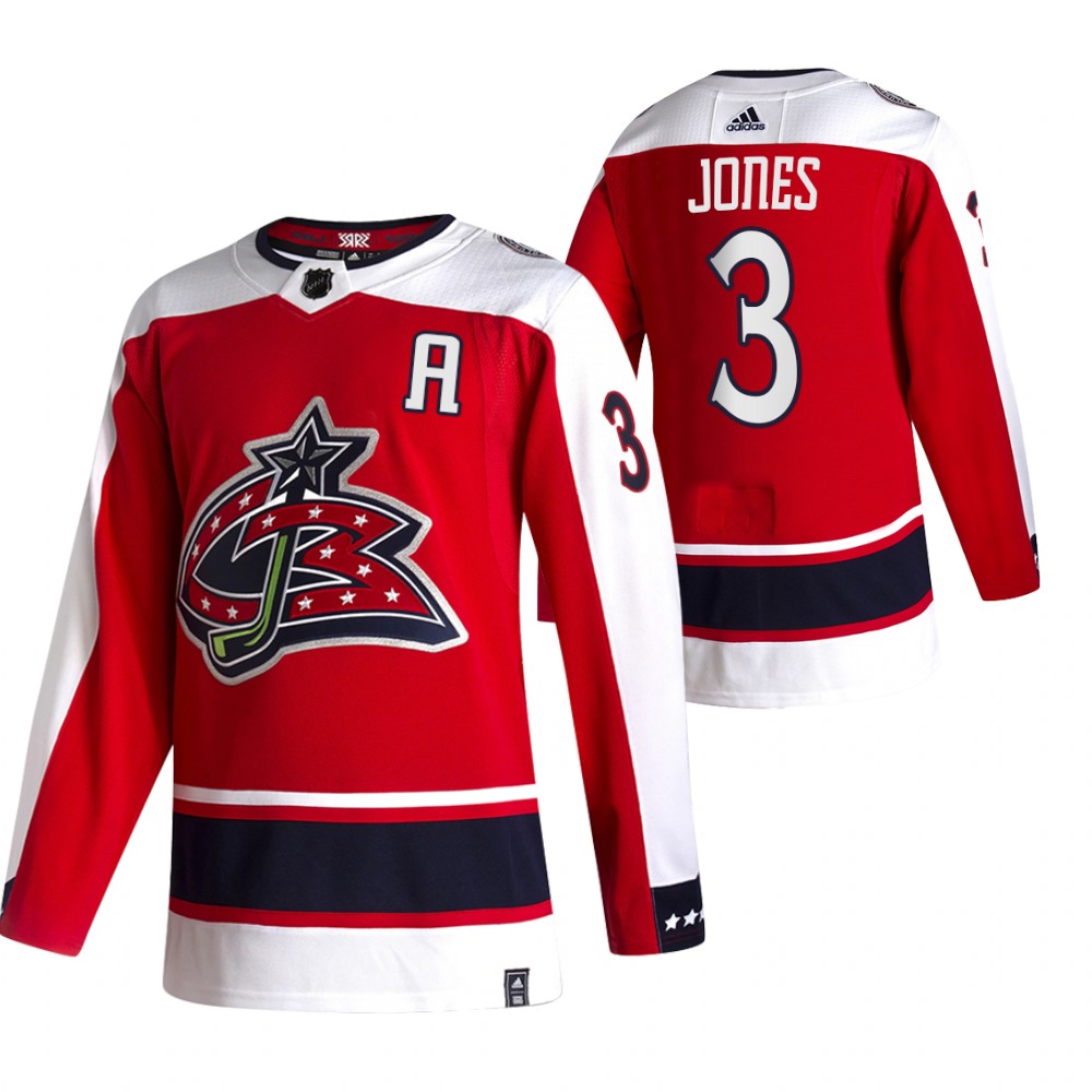 Columbus Blue Jackets #3 Seth Jones Red Men's Adidas 2020-21 Alternate Authentic Player NHL Jersey