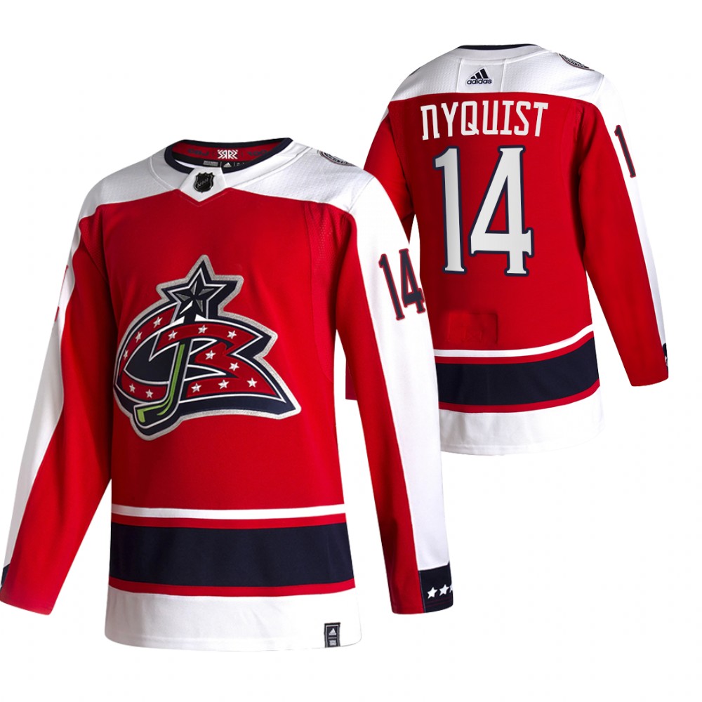 Columbus Blue Jackets #14 Gustav Nyquist Red Men's Adidas 2020-21 Alternate Authentic Player NHL Jersey