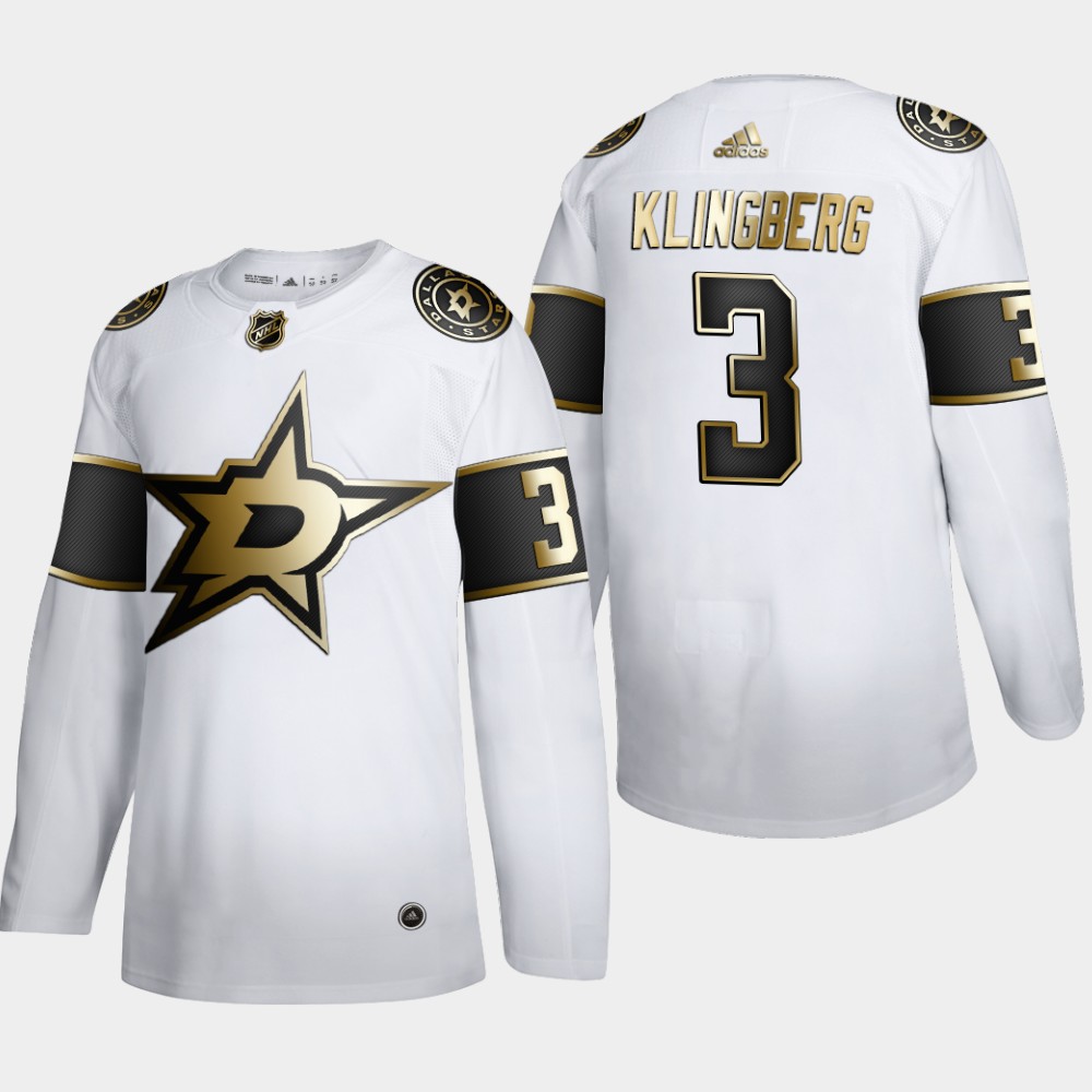 Dallas Stars #3 John Klingberg Men's Adidas White Golden Edition Limited Stitched NHL Jersey