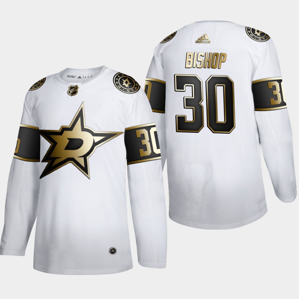 Dallas Stars #30 Ben Bishop Men's Adidas White Golden Edition Limited Stitched NHL Jersey