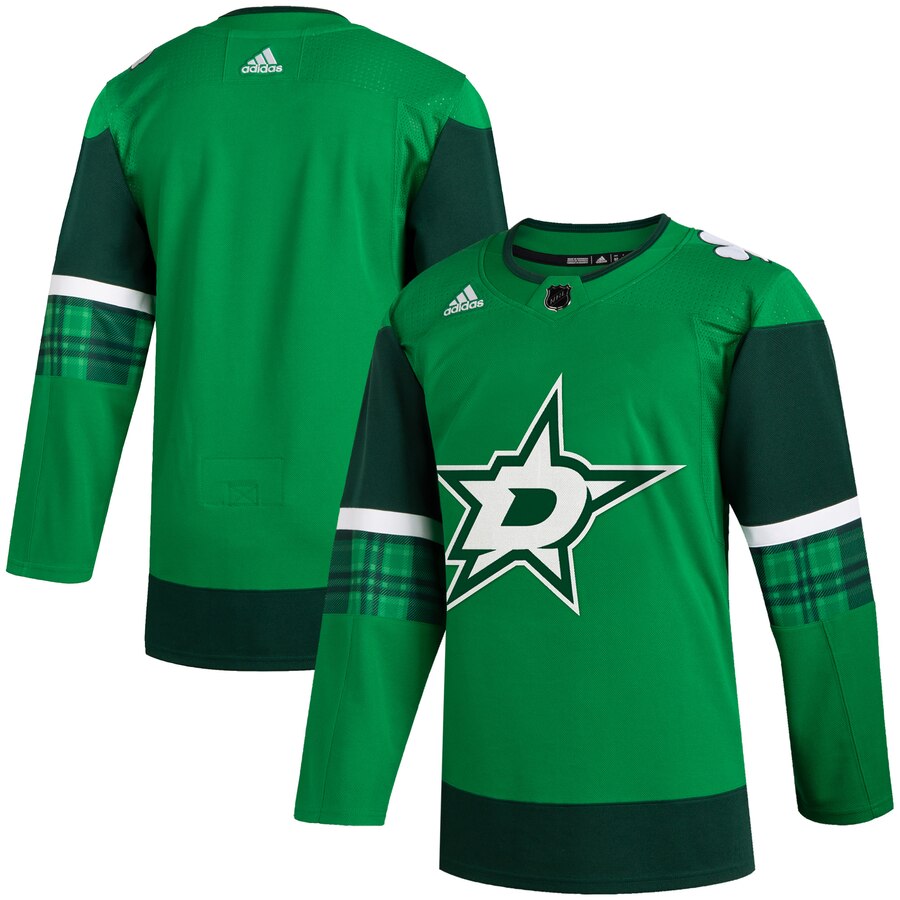 Dallas Stars Blank Men's Adidas 2020 St. Patrick's Day Stitched NHL Jersey Green