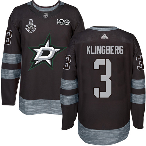 Adidas Stars #3 John Klingberg Black 1917-2017 100th Anniversary 2020 Stanley Cup Final Stitched NHL Jersey