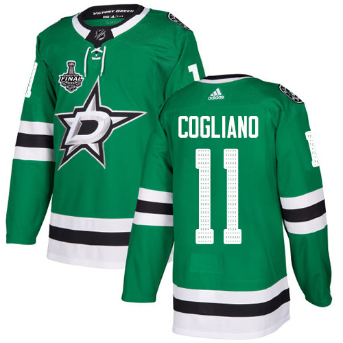 Adidas Stars #11 Andrew Cogliano Green Home Authentic 2020 Stanley Cup Final Stitched NHL Jersey