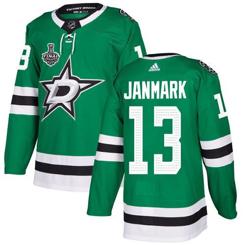 Adidas Stars #13 Mattias Janmark Green Home Authentic 2020 Stanley Cup Final Stitched NHL Jersey