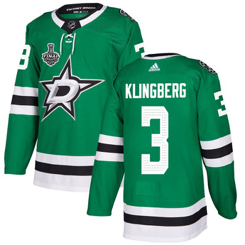Adidas Stars #3 John Klingberg Green Home Authentic 2020 Stanley Cup Final Stitched NHL Jersey