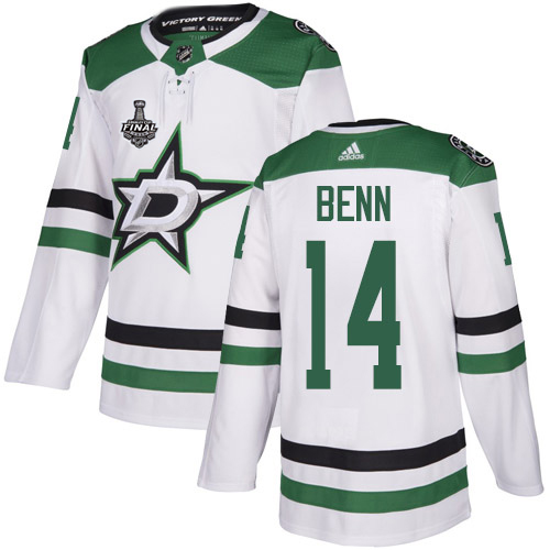 Adidas Stars #14 Jamie Benn White Road Authentic 2020 Stanley Cup Final Stitched NHL Jersey