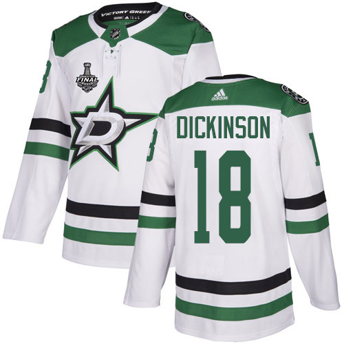Adidas Stars #18 Jason Dickinson White Road Authentic 2020 Stanley Cup Final Stitched NHL Jersey