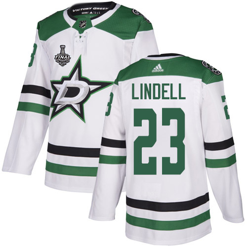 Adidas Stars #23 Esa Lindell White Road Authentic 2020 Stanley Cup Final Stitched NHL Jersey