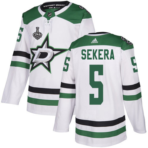 Adidas Stars #5 Andrej Sekera White Road Authentic 2020 Stanley Cup Final Stitched NHL Jersey