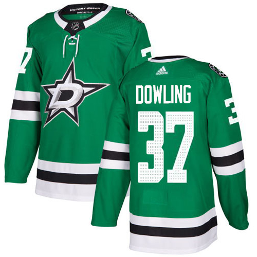Adidas Stars #37 Justin Dowling Green Home Authentic Stitched NHL Jersey