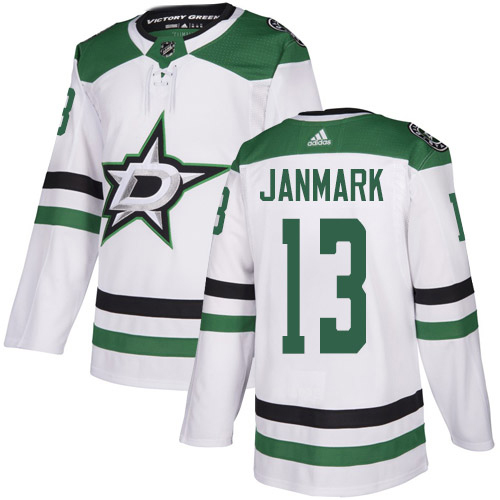 Adidas Stars #13 Mattias Janmark White Road Authentic Stitched NHL Jersey