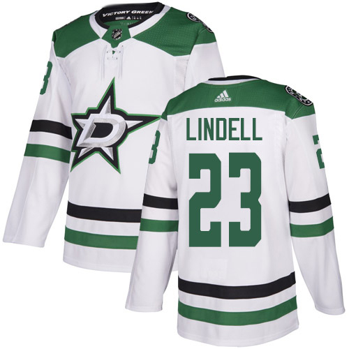 Adidas Stars #23 Esa Lindell White Road Authentic Stitched NHL Jersey