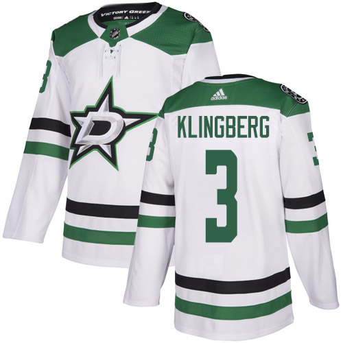 Adidas Stars #3 John Klingberg White Road Authentic Stitched NHL Jersey
