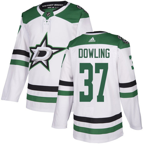 Adidas Stars #37 Justin Dowling White Road Authentic Stitched NHL Jersey
