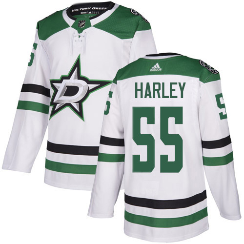 Adidas Stars #55 Thomas Harley White Road Authentic Stitched NHL Jersey