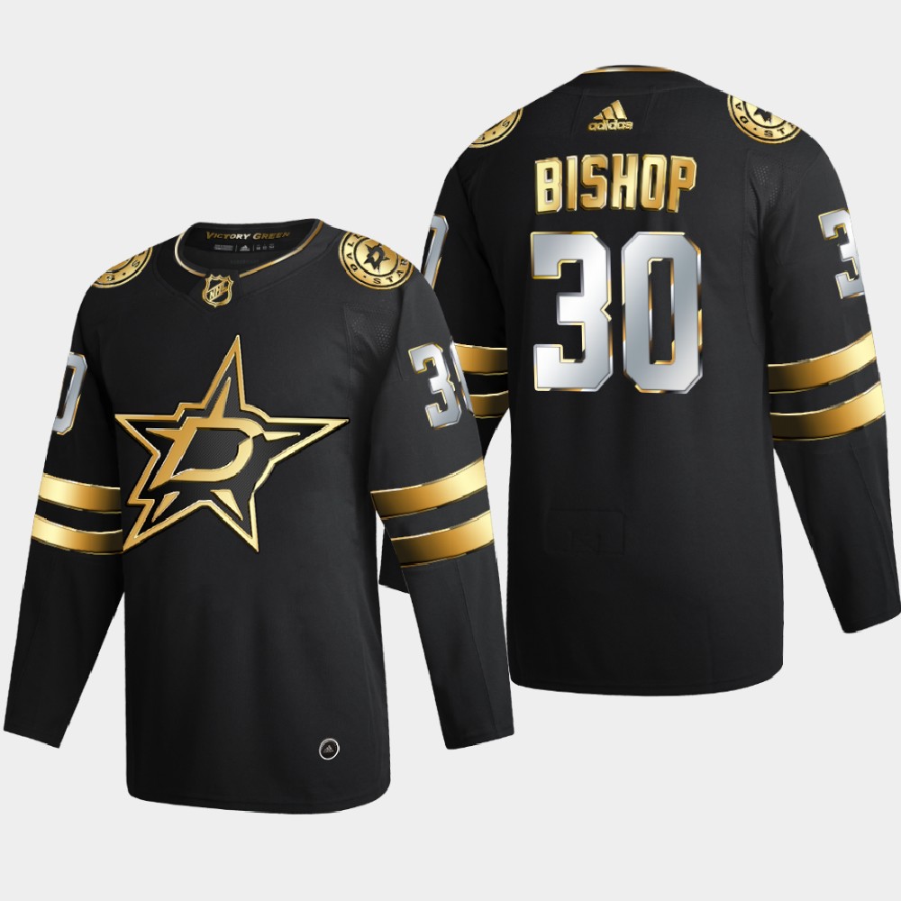 Dallas Stars #30 Ben Bishop Men's Adidas Black Golden Edition Limited Stitched NHL Jersey