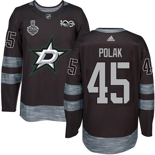 Adidas Stars #45 Roman Polak Black 1917-2017 100th Anniversary 2020 Stanley Cup Final Stitched NHL Jersey