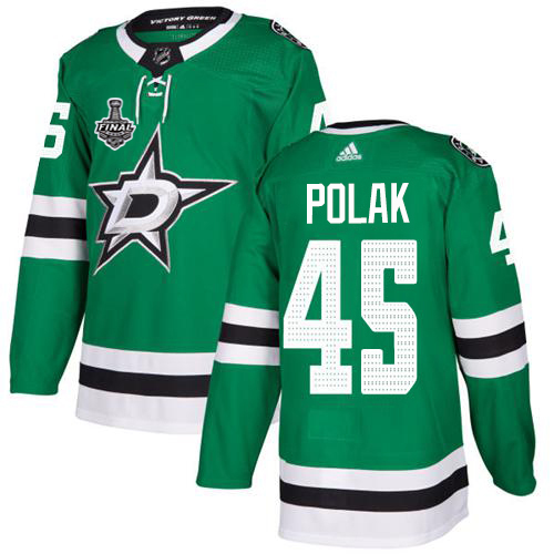 Adidas Stars #45 Roman Polak Green Home Authentic 2020 Stanley Cup Final Stitched NHL Jersey