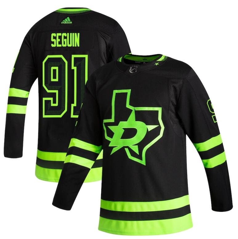 Dallas Stars #91 Tyler Seguin Black Men's Adidas 2020-21 Alternate Authentic Player NHL Jersey